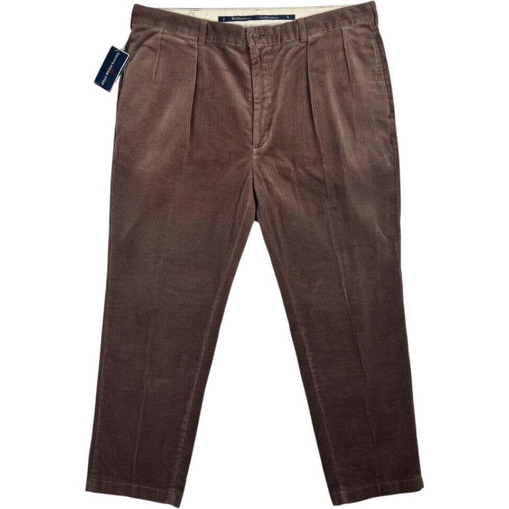 NWT Vintage Polo Ralph Lauren Andrew Pant 42x32 Brown Corduroy Pleated 80s 90s